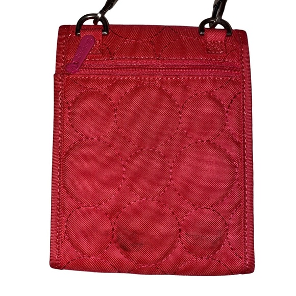 Thirty-One “Vary You” Mini Crossbody Wallet Bag Organizer Quilted Dot Coral/Pink - Picture 2 of 5